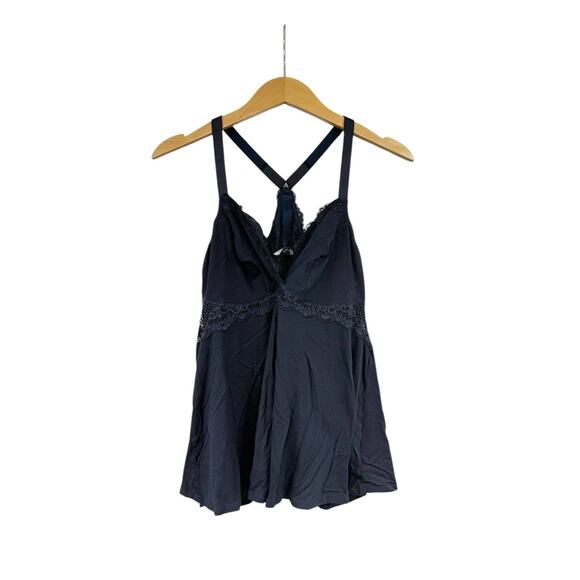 Bravissimo Navy Blue Baby Doll Style Tank Top Lace Detail Womens Size 38D - Picture 1 of 10